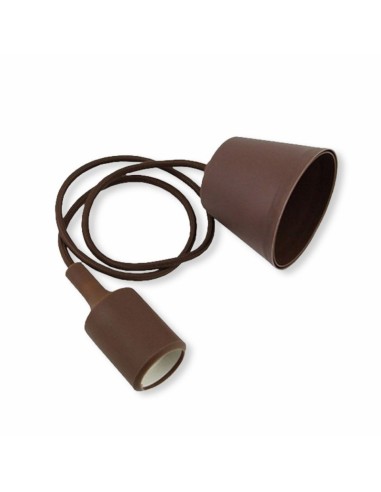 Portalampada a Sospensione E27 (Max 60W) in Silicone Marrone-preview 2591