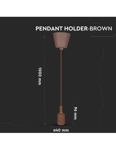 Portalampada a Sospensione E27 (Max 60W) in Silicone Marrone-preview 2592