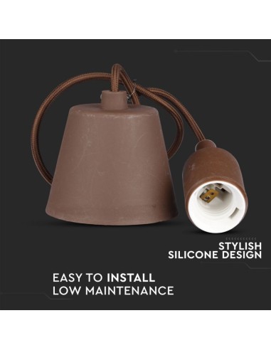 Portalampada a Sospensione E27 (Max 60W) in Silicone Marrone-preview 2597