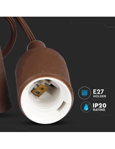 Portalampada a Sospensione E27 (Max 60W) in Silicone Marrone-preview 2598