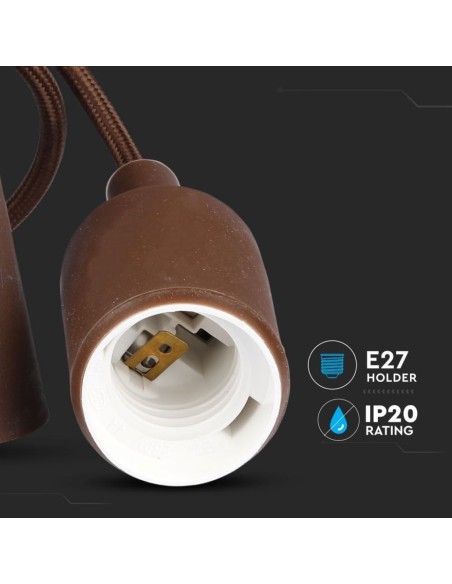Portalampada a Sospensione E27 (Max 60W) in Silicone Marrone-preview 2598