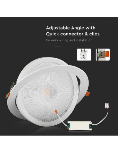 Faretto LED Chip Samsung da Incasso 20W Orientabile 3000K-preview 5833