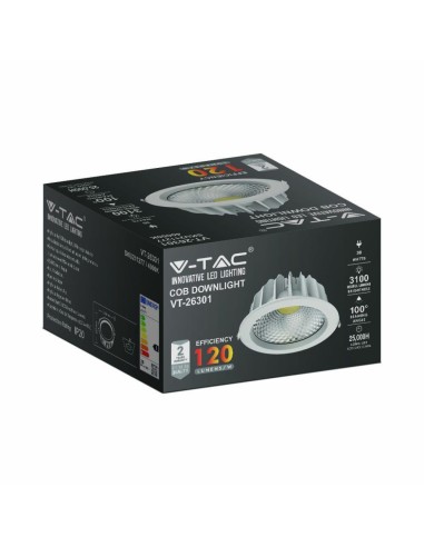 Faretto LED da Incasso Rotondo LED COB 30W Colore Bianco 6500K-imballo