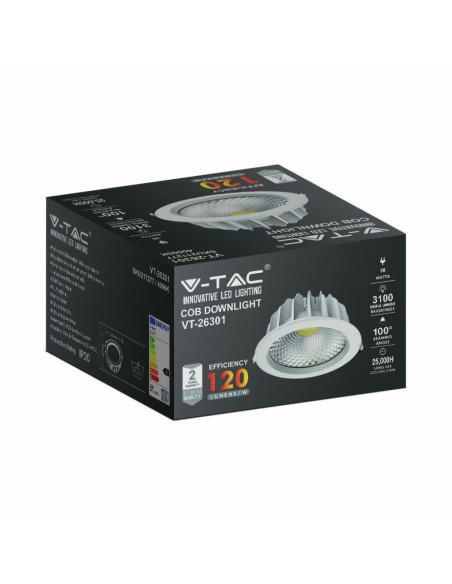Faretto LED da Incasso Rotondo LED COB 30W Colore Bianco 6500K-imballo