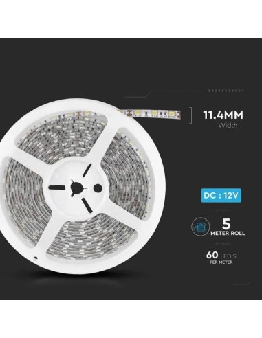 Strip LED SMD5050 11W/m 5m 60 LED/m 12V 3000K IP65 10mm-preview 6498