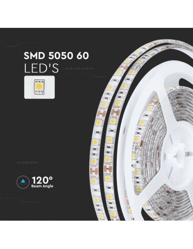 Strip LED SMD5050 11W/m 5m 60 LED/m 12V 4000K IP65 10mm-preview 6507