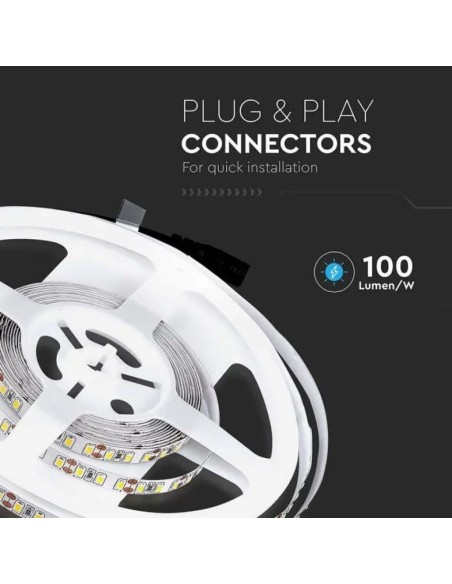 Strip LED SMD3528 8W/m 5m 120 LED/m 12V 3000K IP20 8mm-preview 6367