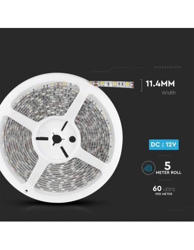 Strip LED SMD5050 11W/m 5m 60 LED/m 12V 4000K IP65 10mm-dimensioni