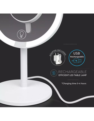 Specchio LED da Tavola ricaricabile 5W 6500k Bianco-preview 4635