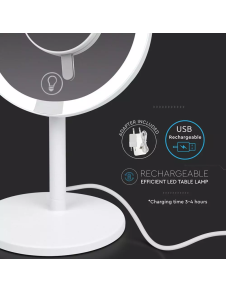 Specchio LED da Tavola ricaricabile 5W 6500k Bianco-preview 4635