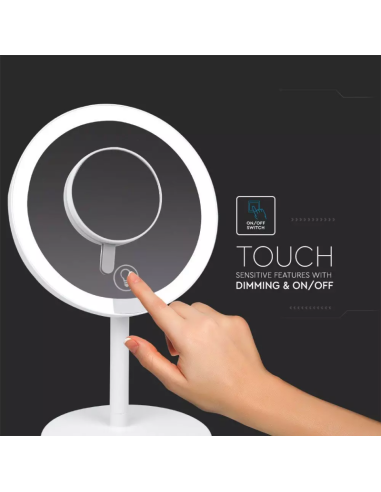 Specchio LED da Tavola ricaricabile 5W 6500k Bianco-preview 4636