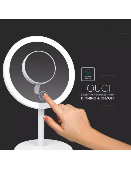 Specchio LED da Tavola ricaricabile 5W 6500k Bianco-preview 4636