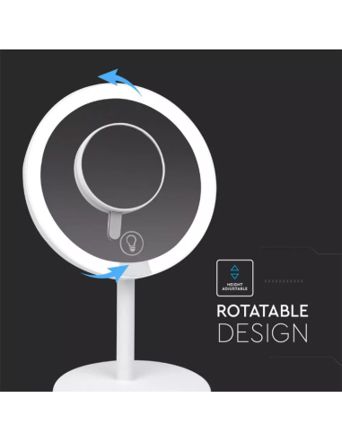 Specchio LED da Tavola ricaricabile 5W 6500k Bianco-preview 4644