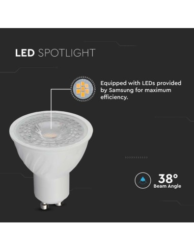 Faretto LED Chip Samsung GU10 6W 110 gradi 6400K-preview 5418