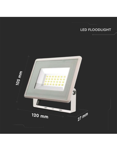 Faro LED SMD 20W F-Series Colore Bianco 3000K IP65-dimensioni