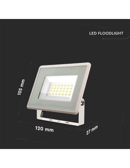 Faro LED SMD 20W F-Series Colore Bianco 3000K IP65-dimensioni