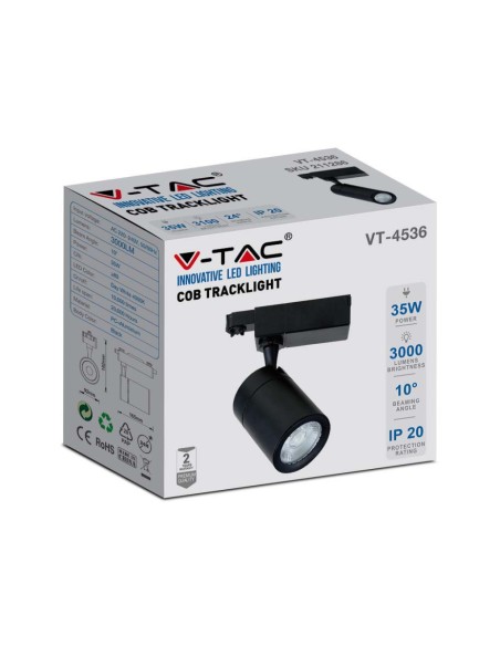 Faretto LED da Binario 35W 100LM/W Colore Nero 4000K-imballo