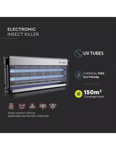 Zanzariera Elettrica con Tubi T8 UV 2*20W 150mq-preview 4860