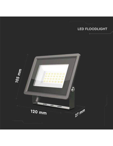 Faro LED SMD 20W F-Series Colore Nero 6400K IP65-dimensioni