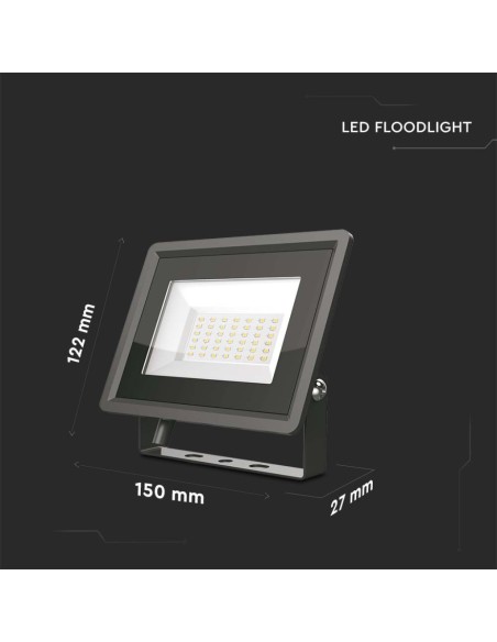 Faro LED SMD 30W F-Series Colore Nero 3000K IP65-dimensioni