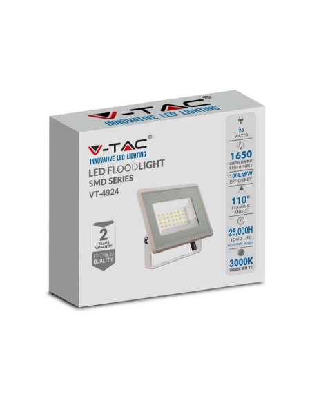 Faro LED SMD 20W F-Series Colore Bianco 3000K IP65-imballo
