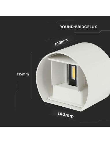 Lampada LED da Muro Arrotondata Doppio LED COB-dimensioni