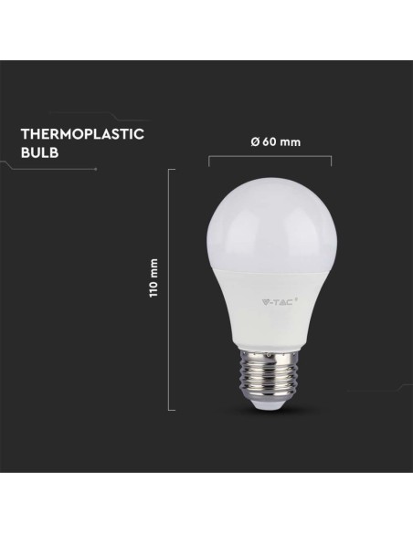 Lampadina LED Chip Samsung E27 10.5W A58 3000K-dimensioni