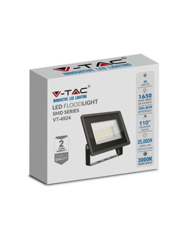 Faro LED SMD 20W F-Series Colore Nero 6400K IP65-imballo