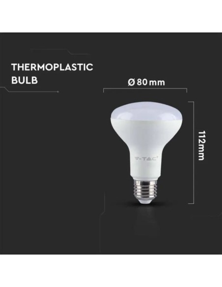 Lampadina LED Chip Samsung E27 11W R80 3000K-dimensioni