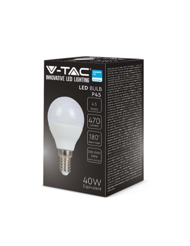 Lampadina LED Chip Samsung E14 5 5W P45 3000K-imballo