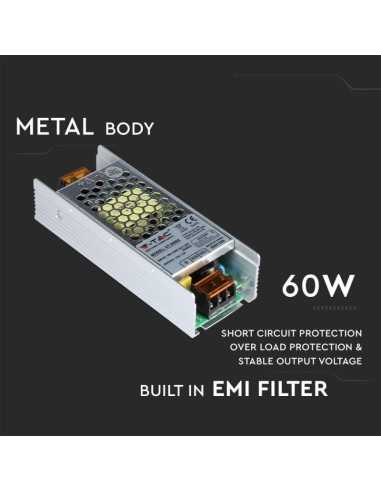 Alimentatore in Metallo 60W 12V 5A IP20-preview 2556
