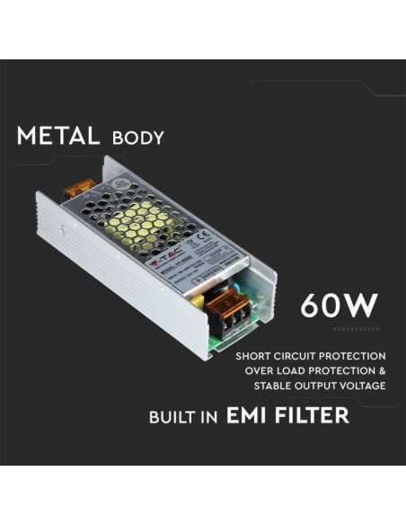 Alimentatore in Metallo 60W 12V 5A IP20-preview 2556