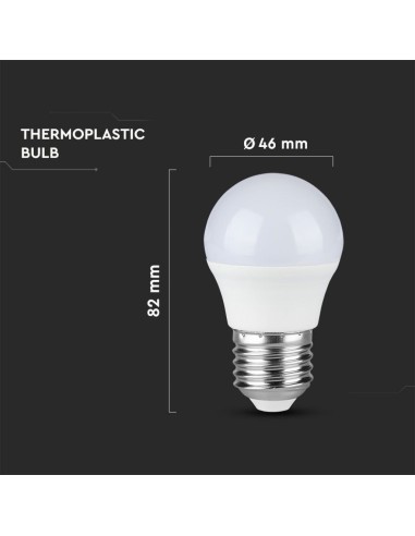 Lampadina LED E27 4 5W G45 6400K-dimensioni
