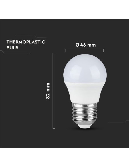 Lampadina LED E27 4 5W G45 6400K-dimensioni