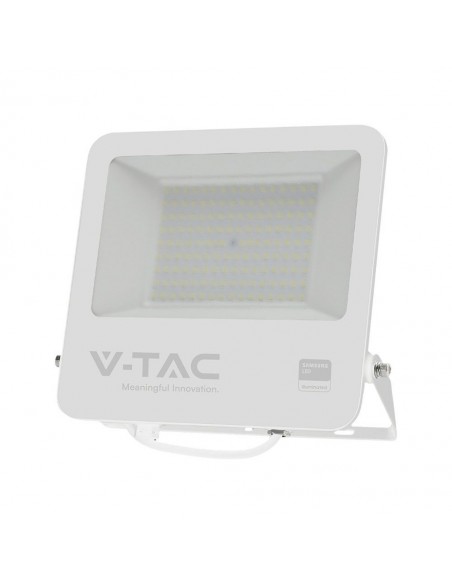 Proiettore LED 100W SMD SAMSUNG CHIP Cavo 1m Corpo Bianco Vetro Smerigliato Grigio 6400K