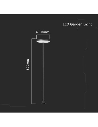 Lampada LED da Giardino 12W con Picchetto con Doppio Fissaggio a Terra Colore Antracite d:15*h:80cm 4000K IP65