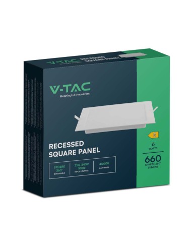 Mini Pannello LED 6W 110LM/W Quadrato da Incasso Compatibile con Foro 105-110mm Colore Bianco 4000K