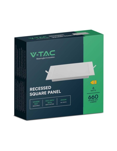 Mini Pannello LED 6W 110LM/W Quadrato da Incasso Compatibile con Foro 105-110mm Colore Bianco 4000K