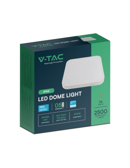 Plafoniera LED Chip Samsung Quadrata 24W 100LM/W Colore Bianco Diametro 295mm 3000K IP44