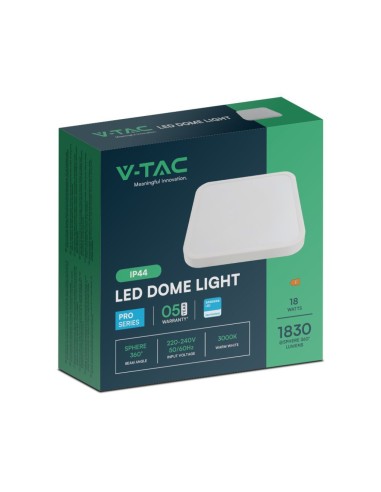 Plafoniera LED Chip Samsung Quadrata 18W 100LM/W Colore Bianco 250mm 3000K IP44