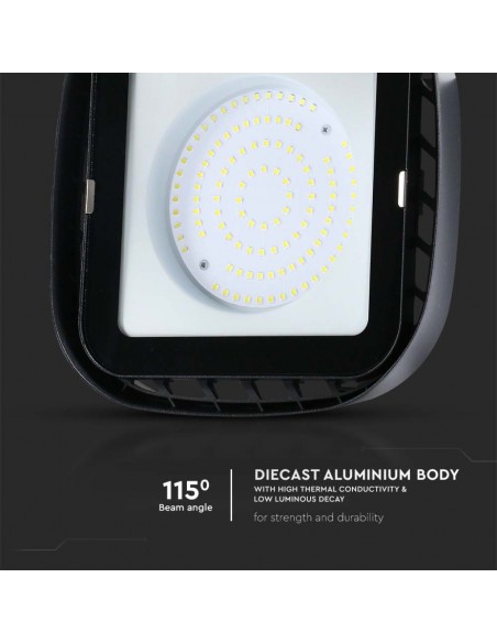 10035-Campana LED SMD Industriale  Quadrata Colore Nero  -7