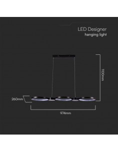 10043-Lampadario LED a Sospensione con  Cerchi  in Metallo Colore Nero  -1 2