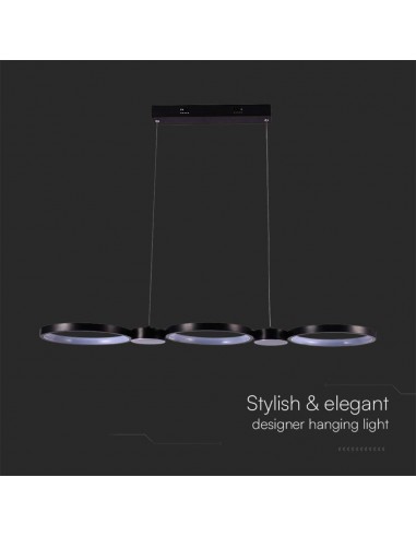 10043-Lampadario LED a Sospensione con  Cerchi  in Metallo Colore Nero  -7
