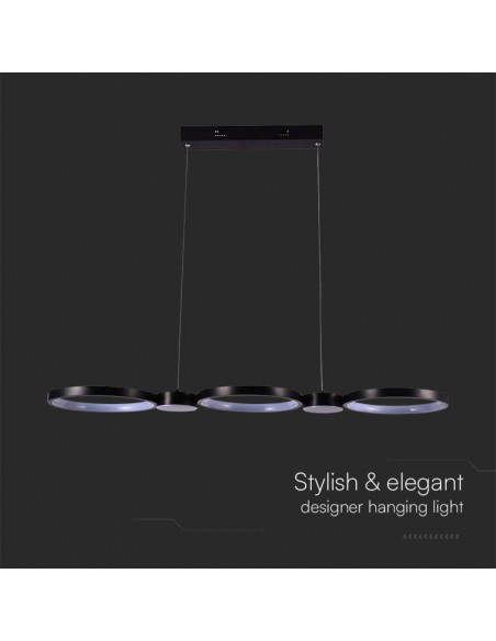 10043-Lampadario LED a Sospensione con  Cerchi  in Metallo Colore Nero  -7