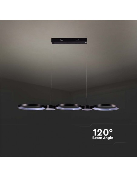 Lampadario LED a Sospensione con 3 Cerchi 38W in Metallo Nero 97.4*26*110cm 4000K