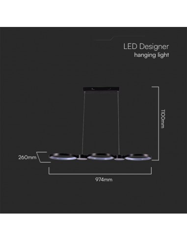 10044-Lampadario LED a Sospensione con  Cerchi  in Metallo Colore Nero  -2