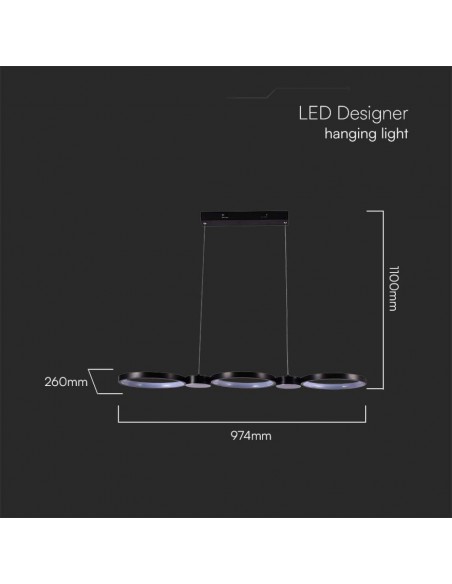 10044-Lampadario LED a Sospensione con  Cerchi  in Metallo Colore Nero  -2