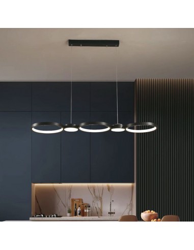 10044-Lampadario LED a Sospensione con  Cerchi  in Metallo Colore Nero  -3