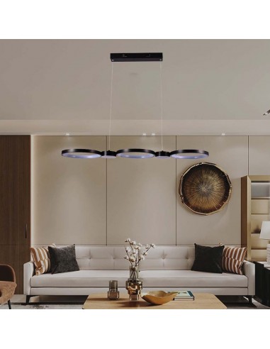 10044-Lampadario LED a Sospensione con  Cerchi  in Metallo Colore Nero  -4