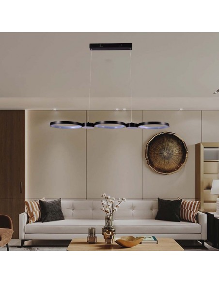 10044-Lampadario LED a Sospensione con  Cerchi  in Metallo Colore Nero  -4